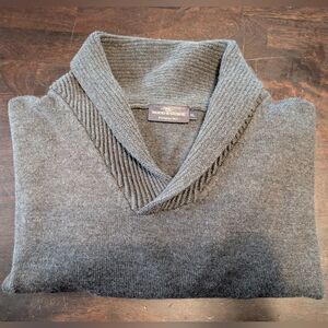 Rodd & Gunn Charcoal Shawl V-Neck Men's XL Sweater, 100% Wool
